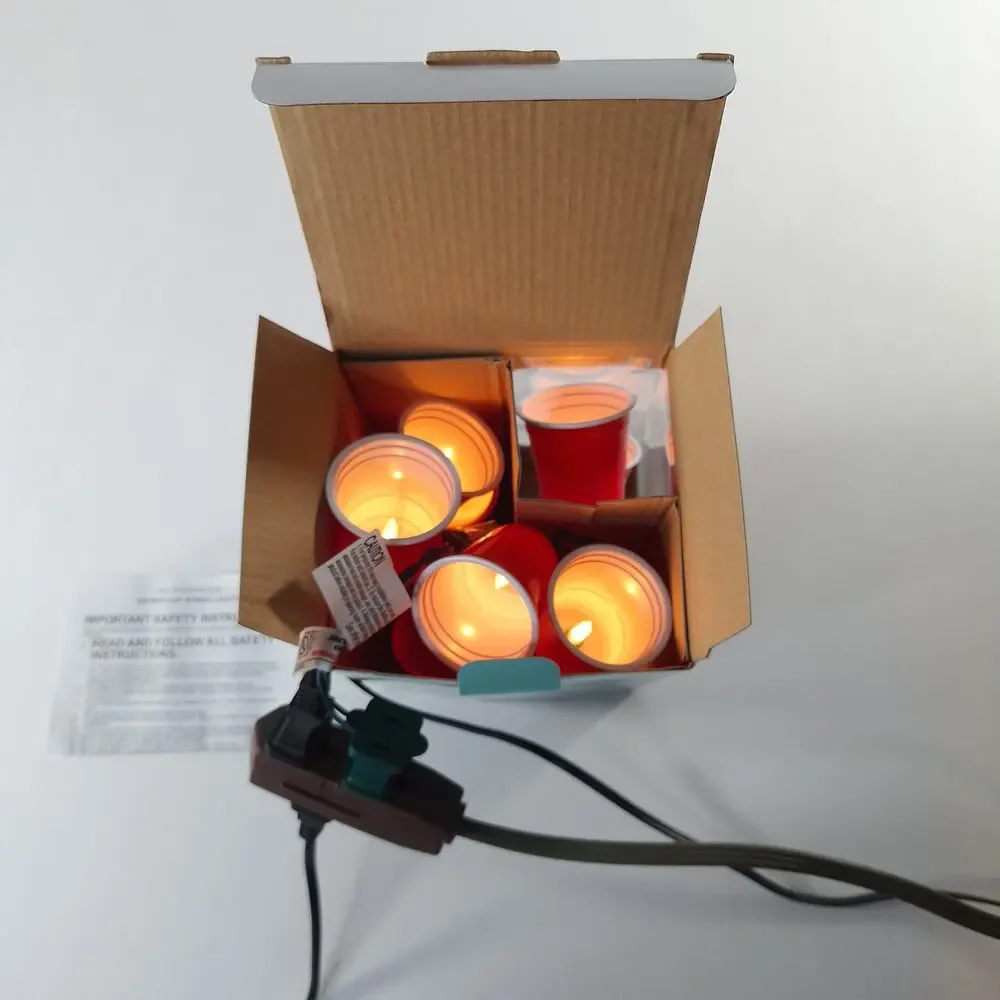 Red Cup String Lights 10-Light Indoor Outdoor Party Patio Tailgate BBQ New NIB